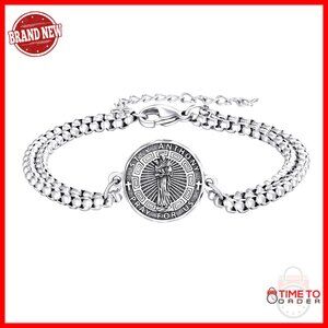 Sterling Silver St Anthony Bracelet Protection Charm Gift for Women Men